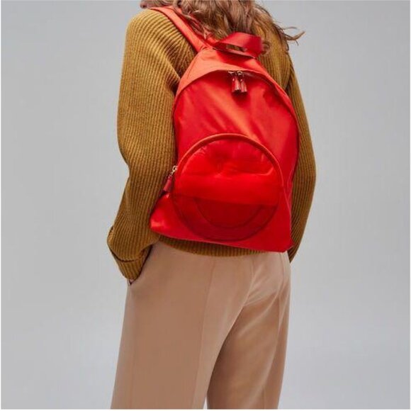 Anya Hindmarch Orange Smiley Happy Winking Face Chubby Small Nylon Backpack main image 12